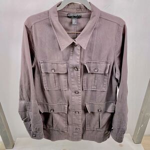 Forever 21+| plus size cargo button down shirt / Blazer size OX , Brown/maroon.
